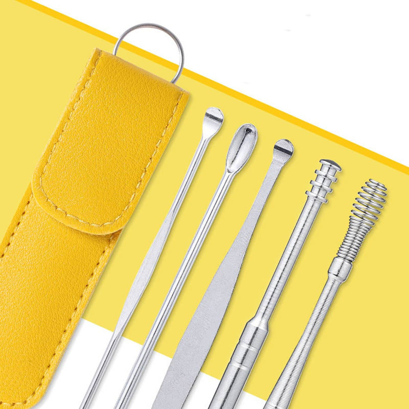 Kit Limpia Oido Acero Inox Kit 6 Piezas Estuche De Colores