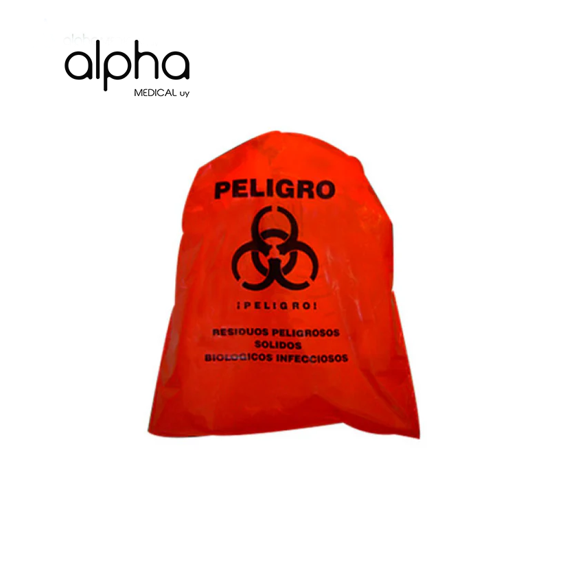 Bolsa roja con logo de residuo biológico 50cm x 60cm Paquete de 250 unidades