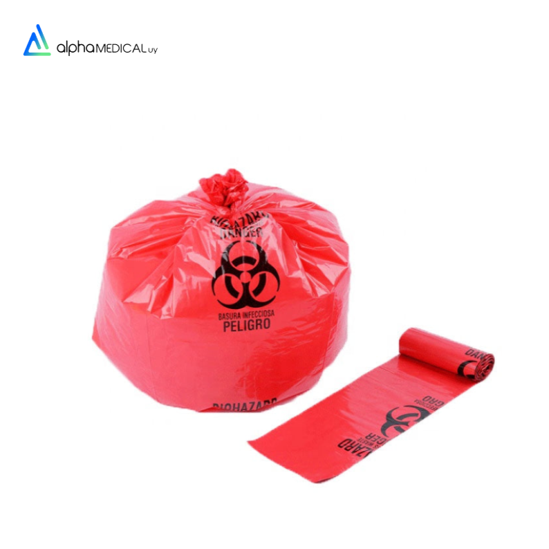 Bolsa residuo roja biologico con logo 80x120 (paquete de 100 unidades)