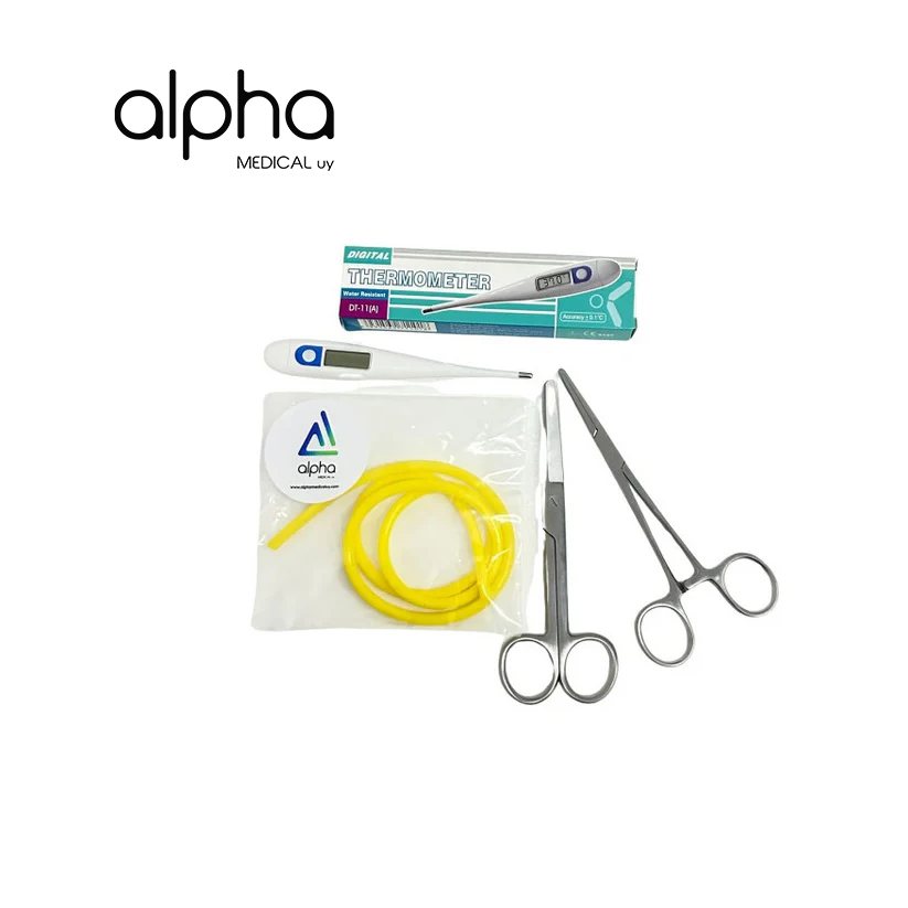Kit Enfermería. Ligadura, Tijera, Pinza Y Termómetro.