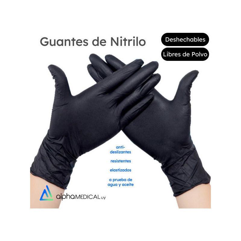 Guantes De Nitrilo Negro Caja 100u. - AlphaMedicalUy