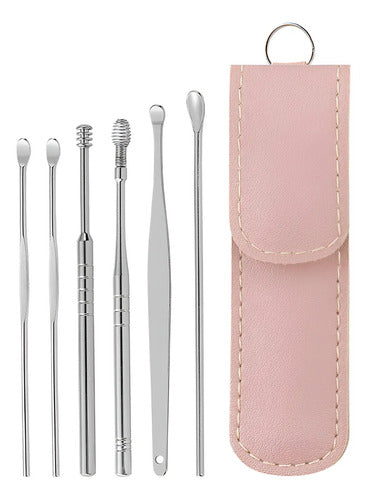 Kit Limpia Oido Acero Inox Kit 6 Piezas Estuche De Colores