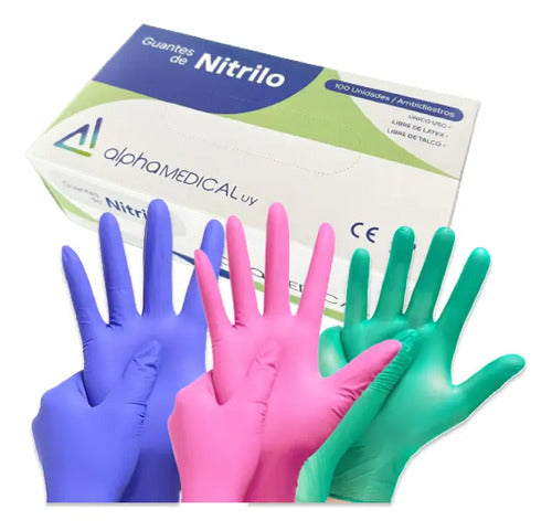 Guantes de Nitrilo Lila Caja 100 unidades.