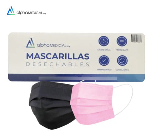 Tapaboca Negro Caja 50u. Con Elásticos. Alphamedicaluy