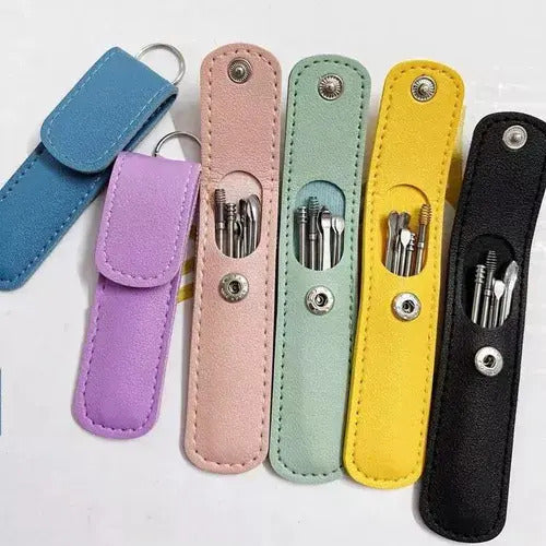 Kit Limpia Oido Acero Inox Kit 6 Piezas Estuche De Colores