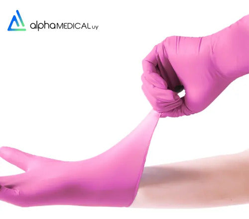 Guantes De Nitrilo Rosa Caja 100u