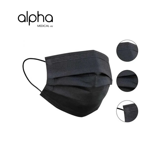 Tapaboca Negro Caja 50u. Con Elásticos. Alphamedicaluy