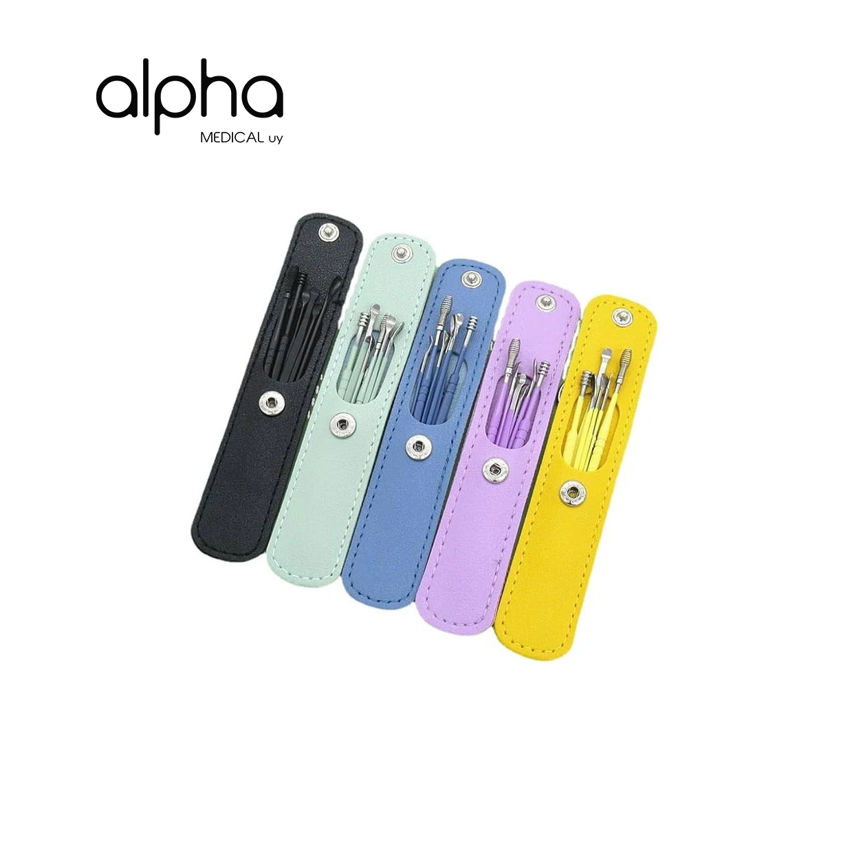 Kit Limpia Oido Acero Inox Kit 6 Piezas Estuche De Colores