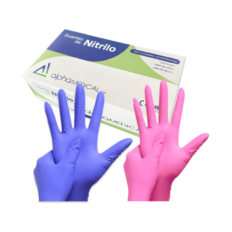 Guantes De Nitrilo Caja 100u. Rosa. Lila.