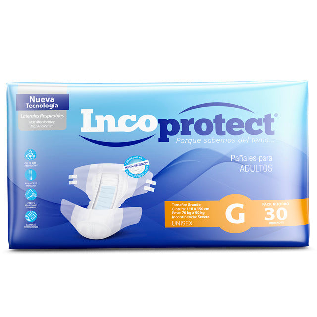 Pañales para adultos IncoProtect Paquete 30unidades Tamaño M G XG