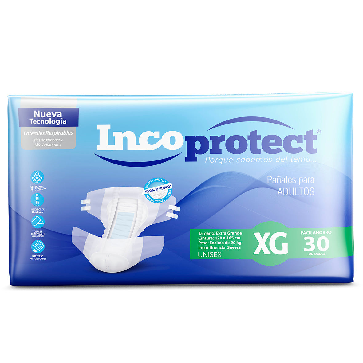 Pañales para adultos IncoProtect Paquete 30unidades Tamaño M G XG