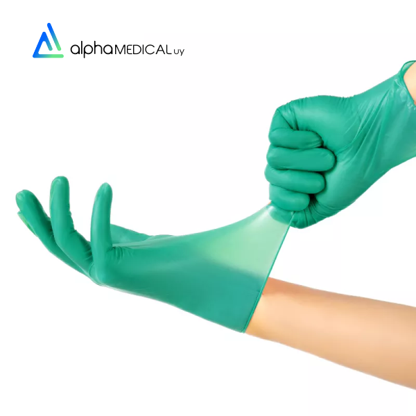 Guantes de Nitrilo Verde Caja 100 unidades.