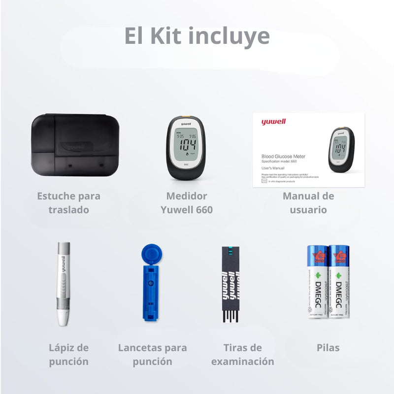 Glucómetro Yuwell 660 Kit completo Medidor de Glucosa