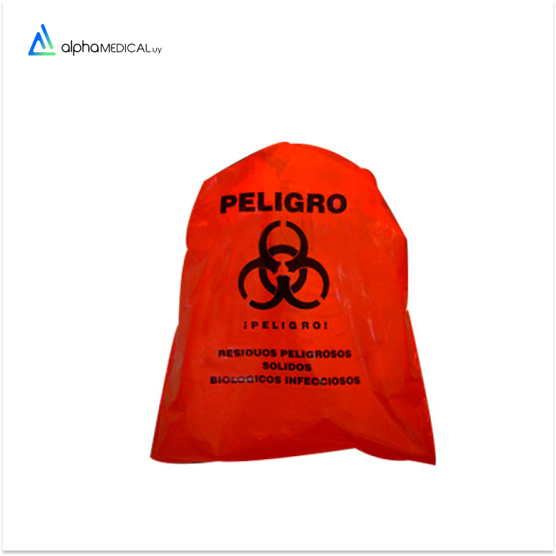 Bolsa residuo roja biologico con logo 50x60 (paquete de 250 unidades)