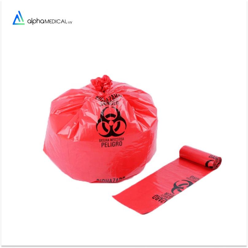 Bolsa residuo roja biologico con logo 80x120 (paquete de 100 unidades)