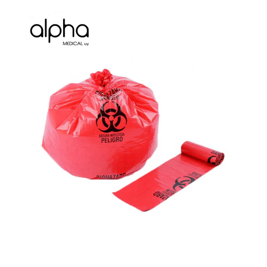 Bolsa residuo roja biologico con logo 80x120 (paquete de 100 unidades)