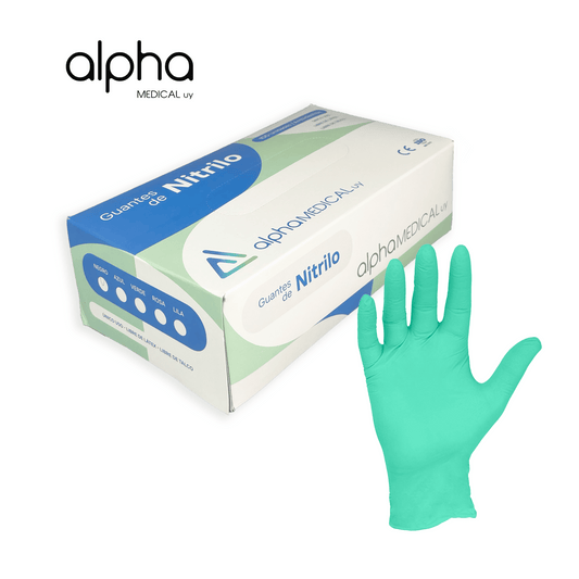 Guantes de Nitrilo Verde Caja 100 unidades.